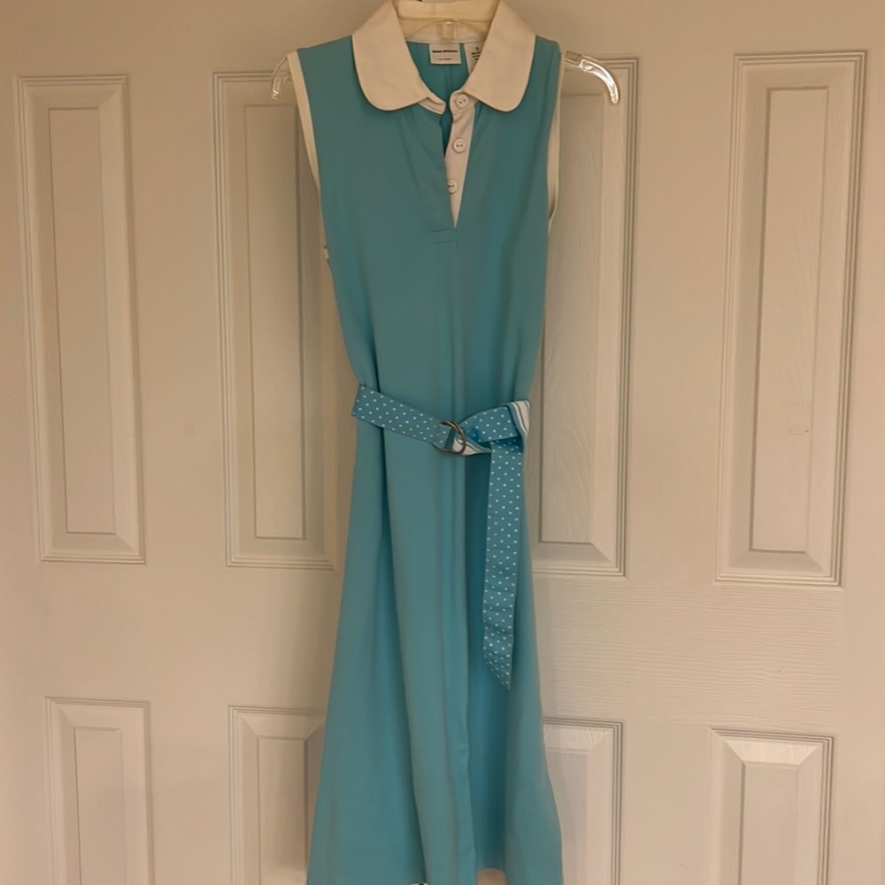 Summer dress in cool soothing turquoise color.